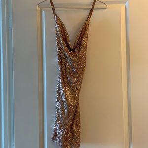 Rose Gold Sequin Mini Dress